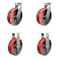 Service Caster 12'' Heavy Duty Red Poly on Cast Iron Wheel Caster Set 2 Swivel 2 Rigid, 4PK CRAN-SCC-KP92S1230-PUR-RS-2-R-2 - alternate 1